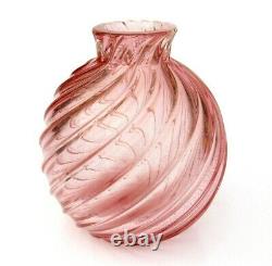 Signé Rare! Vase De Lobe Organique Murano Archimede Seguso Art Glass Pink Gold