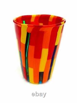 Signé! Vase en verre d'art Murano opaque Pezzato en forme libre avec certificat