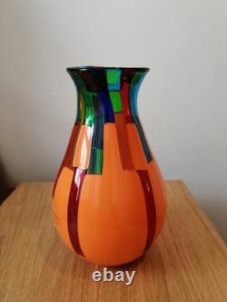 Signé. X Rare vase-bouteille en verre d’art Pezzato Murano de classe mondiale par Ballarin. VGC