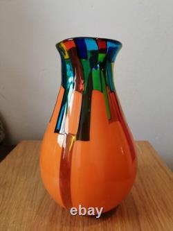 Signé. X Rare vase-bouteille en verre d’art Pezzato Murano de classe mondiale par Ballarin. VGC