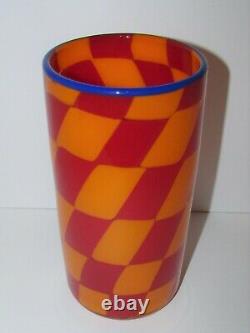 Signed Fusion Studio Art Glass Patchwork Tuile Vase 1033