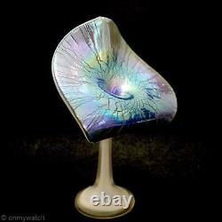 Spectaculaire Stuart Abelman Vase Jack-in-the-pulpit Iridescent Art Glass Signé