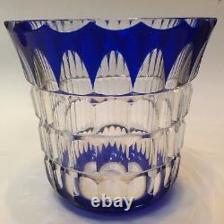 St Saint Louis Français Cut Crystal Cobalt Blue Vase Art Déco C1925 Paris France