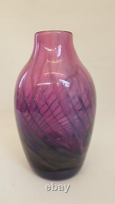 Stadelman Art Verre Tourbillon Vase Pourpre Bulle Contrôlée 11,5 Haut