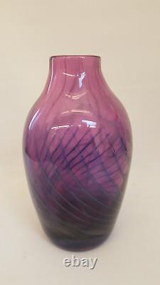 Stadelman Art Verre Tourbillon Vase Pourpre Bulle Contrôlée 11,5 Haut