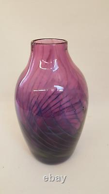 Stadelman Art Verre Tourbillon Vase Pourpre Bulle Contrôlée 11,5 Haut