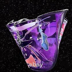 Stephen R. Nelson 1994 Signé Studio Art Glass Abstract Vase 7,5t 11w