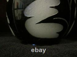 Steuben Acid Cut Black/alabaster Glass Vase Art Déco Sea Holly 1928 10h