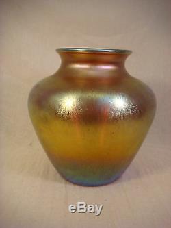 Steuben Aurene Or Multi Art Glass Vase 2683 Signé 8 1/2 Iridescent Grand