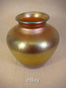 Steuben Aurene Or Multi Art Glass Vase 2683 Signé 8 1/2 Iridescent Grand
