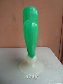 Steuben Glass Art 11.5 Vert Jade & Albâtre Cactus Vase