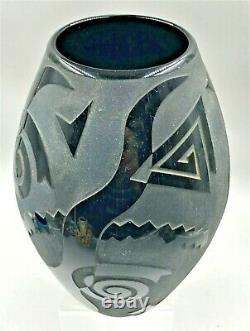 Steven Correia Miroir Gravé Noir Sur Vase De Cylander Art Déco Noir #14/200- 1985