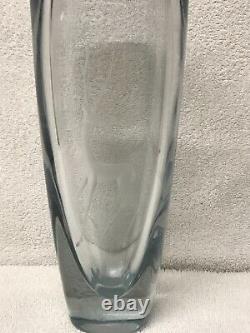 Strombergshyttan Verre D'art Scandinave Cristal Vase 27cm Cerf Gravé Signé