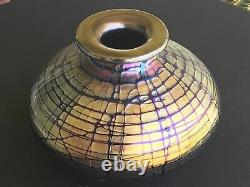 Stuart Abelman Vase En Verre D'art Iridescent Amethyst 7x8 Immaculé Original Nr