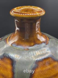 Studio Art Pottery Vase Asiatique Estampée En Grès Fait À La Main