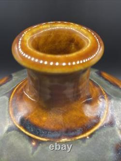 Studio Art Pottery Vase Asiatique Estampée En Grès Fait À La Main