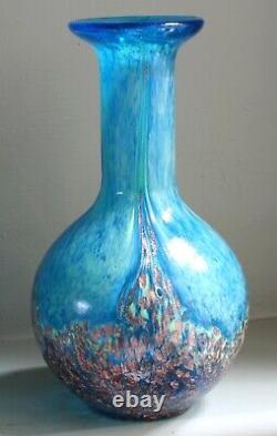 Stupéfiant Dale Tiffany Turquoise À La Main Blown Art Glass & Aventurine Vase
