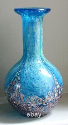 Stupéfiant Dale Tiffany Turquoise À La Main Blown Art Glass & Aventurine Vase