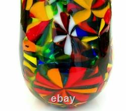 Super Rare! Signé Murano Ballarin Art Glass Millefiori-murrine Studio Vase