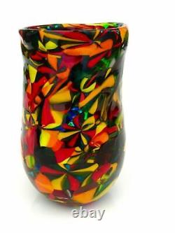 Super Rare! Signé Murano Ballarin Art Glass Millefiori-murrine Studio Vase