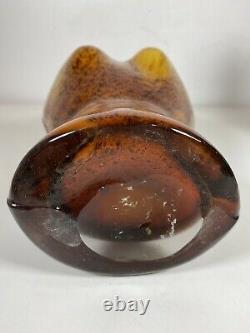 Superbe Grand Verre D'art De Buste Femelle Vase Tortoise Shell Design Ornamental Torso