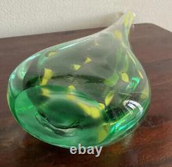 Superbe vase en verre art déco tons de vert et jaune