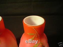 Superbes Paires De Vases En Verre D'art Émaillé Peachblow Webb, J. Barbe Décorées