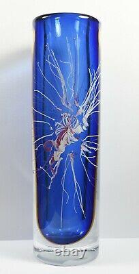 Tall Petr Hora Vase En Verre D'art Beranek Skrdlovice Czech Glass 1980's