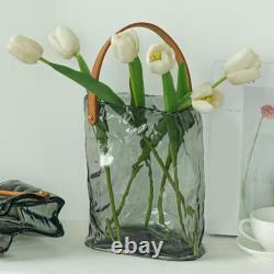 Terrarium en verre pour plantes, sac en verre pour vase, vase en verre en forme de sac à main, organiseur de pots de fleurs.