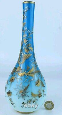 Thomas Webb, vase en verre artistique décoré de dorure. Possiblement Jules Barbie