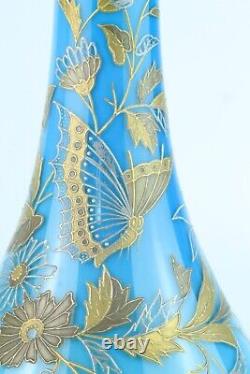 Thomas Webb, vase en verre artistique décoré de dorure. Possiblement Jules Barbie