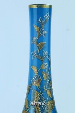 Thomas Webb, vase en verre artistique décoré de dorure. Possiblement Jules Barbie