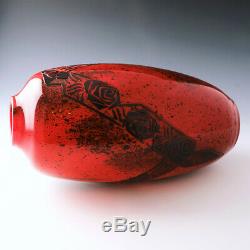 Très Grand Legras Art Déco En Verre Vase Cut Acide C1925