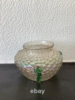 Trio de vases bohèmes Art nouveau irisés Kralik. Vers 1900. Très bon état.
