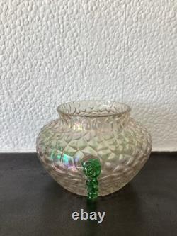 Trio de vases bohèmes Art nouveau irisés Kralik. Vers 1900. Très bon état.