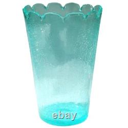 Un grand vase en verre d’art moderniste du milieu du siècle, rétro à effet craquelé glacé, 31,5 cm, vers les années 1970+