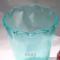 Un grand vase en verre d’art moderniste du milieu du siècle, rétro à effet craquelé glacé, 31,5 cm, vers les années 1970+