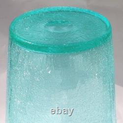 Un grand vase en verre d’art moderniste du milieu du siècle, rétro à effet craquelé glacé, 31,5 cm, vers les années 1970+