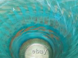 Un magnifique vase vintage des années 80 en verre de Murano, grand, bleu aquatique, 9x12 pouces, en parfait état.