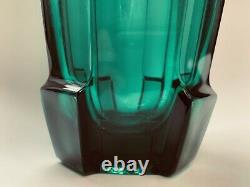 Une Paire Sklo Union Rudolf Schröter Art Deco Emerald Green Vases Octagonales 11558