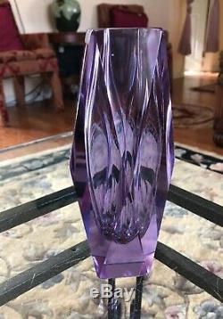 Unique Murano Facettes Sommerso Verre D'art Italien Violet Vase