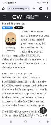 V Rare grand vase en verre artistique Nanny Still 1967 'Quadrifoglia' (gamme Fantasma) Finlande