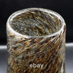VASART GLASS VASE EN VERRE GRAND AVEC AVENTURINE D'OR ÉCOSSAIS DU MILIEU DU XXe SIÈCLE