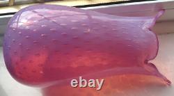 VASE EN VERRE ART BULLICANTE ROSE MURANO FRATELLI TOSO DES ANNÉES 1950, 9,5 PO AVEC ÉTIQUETTE