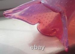 VASE EN VERRE ART BULLICANTE ROSE MURANO FRATELLI TOSO DES ANNÉES 1950, 9,5 PO AVEC ÉTIQUETTE