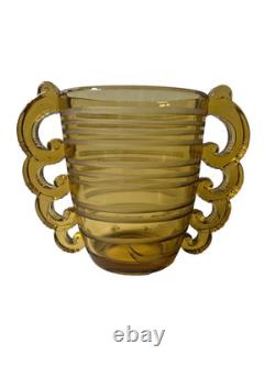 VASE EN VERRE ART DE DAUM EN AMBRE DE PIERRE D'AVESN, HAUTEUR 16,2 CM