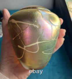 VASE EN VERRE D'ART AURENE OR IRIDESCENT 4.5 DE L'ARTISTE ROBERT HELD