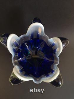 VASE EN VERRE D'ART PAR JOSEF HOSPODKA POUR LES VERRERIES DE CHRIBSKA 1960 (K33) Bleu Vert