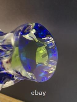 VASE EN VERRE D'ART PAR JOSEF HOSPODKA POUR LES VERRERIES DE CHRIBSKA 1960 (K33) Bleu Vert