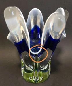 VASE EN VERRE D'ART PAR JOSEF HOSPODKA POUR LES VERRERIES DE CHRIBSKA 1960 (K33) Bleu Vert